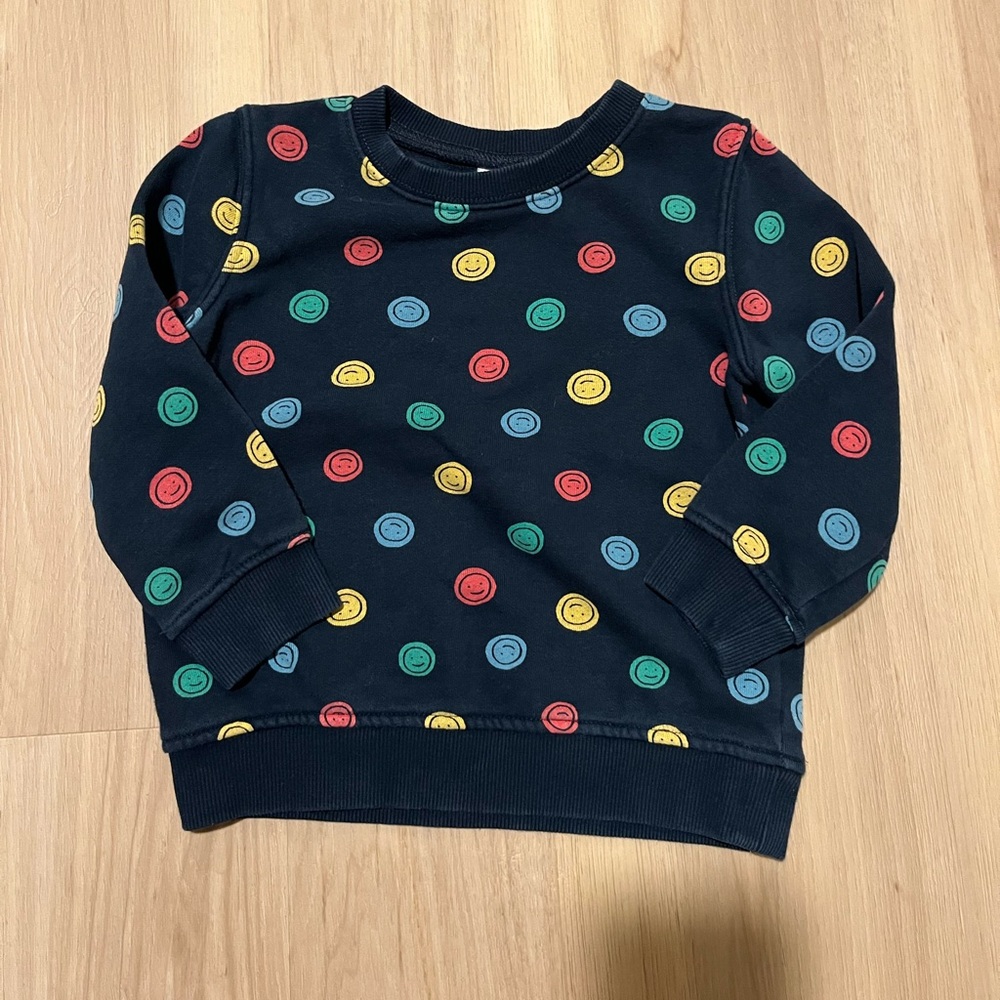5 for $20 Joe Fresh Navy Sweatshirt with Multicolor Smiley Dots